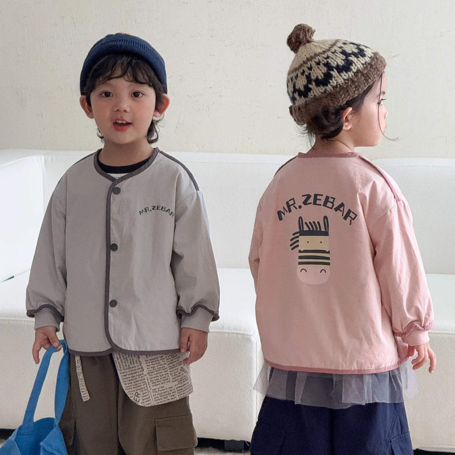 2026 Autumn New Children Long Sleeve Reversible Coat Cotton Boys Fashion Cartoon Print Jacket Girls Casual Cardigan Kids Clothes