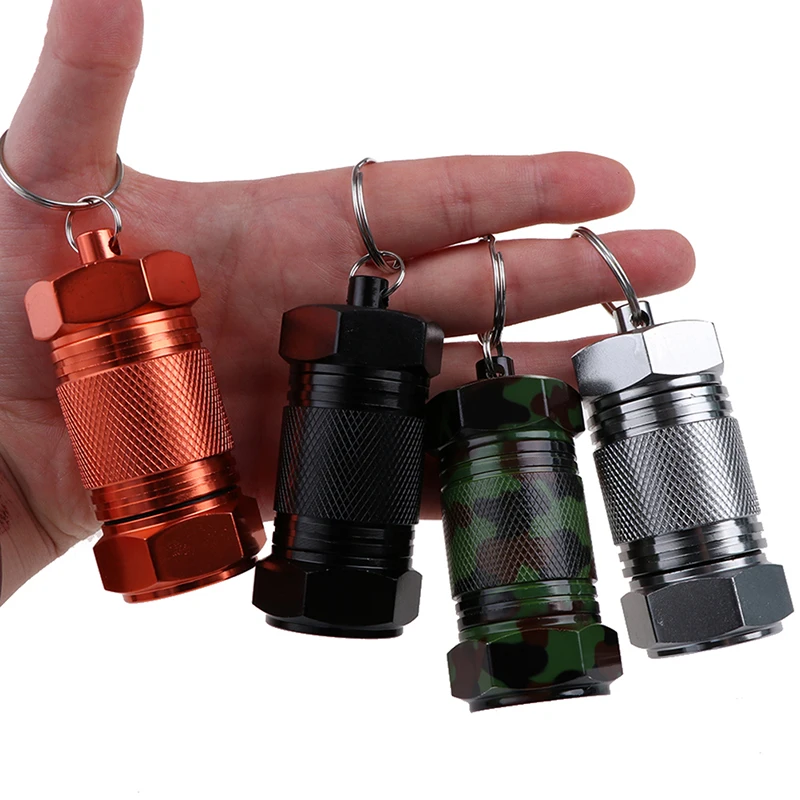 1x Mini Portable Waterproof Tablet Holder Keychain Pill Box Container Capsule Organizer Health Care Medicine Metal Storage Case