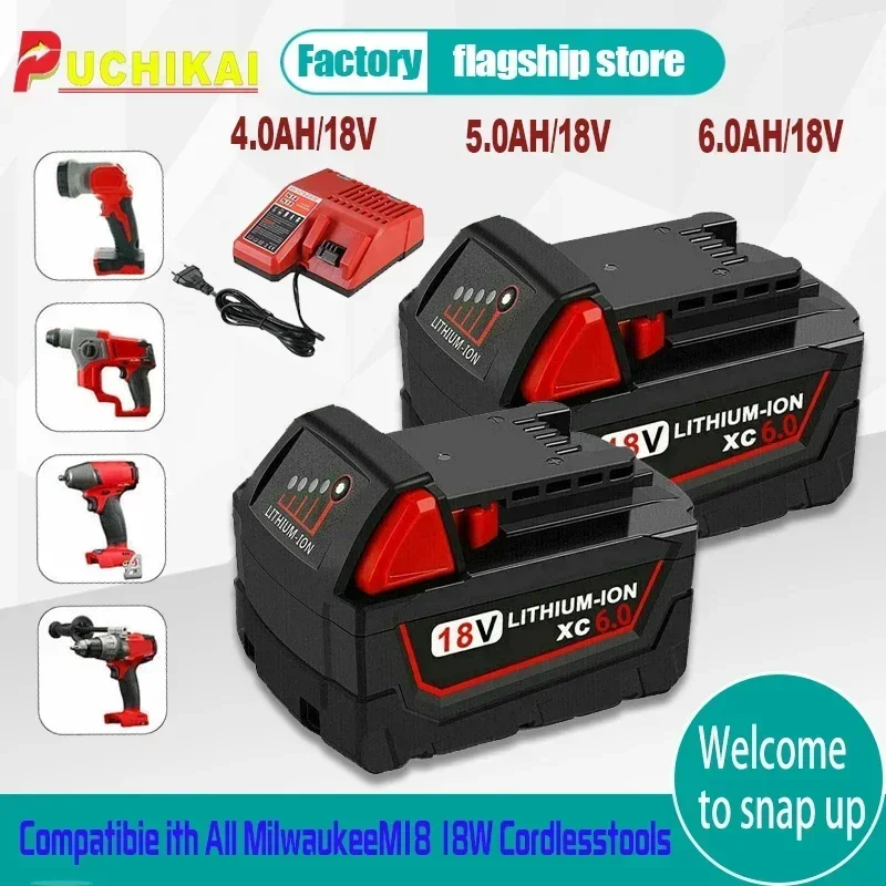 

Original 18V 6000mAh 18650 lithium-ion battery suitable for Milwaukee M18 electric tools 48-11-1815 48-11850 48-11860 Z50