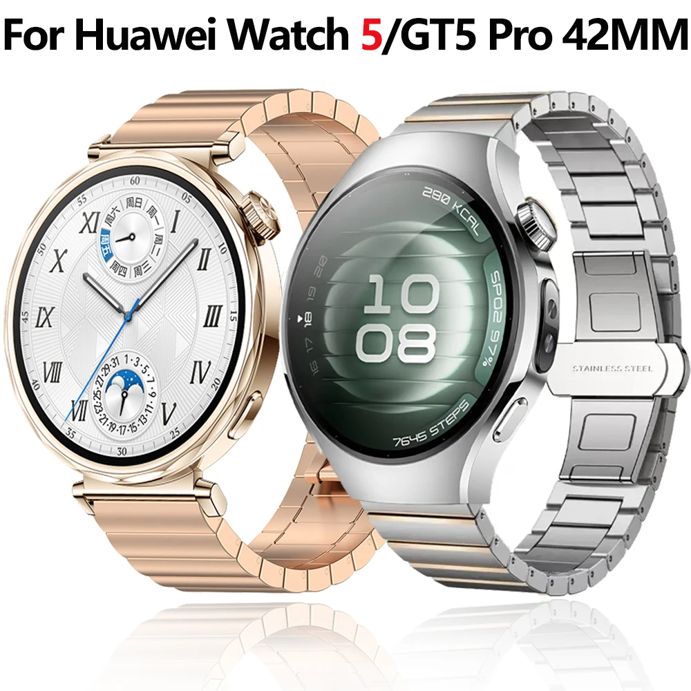 

18mm Metal Strap for Huawei Watch 5/GT5 Pro 42mm Stainless Steel Wristband Correa for Huawei Watch GT5/GT4 41mm Fashion Bracelet