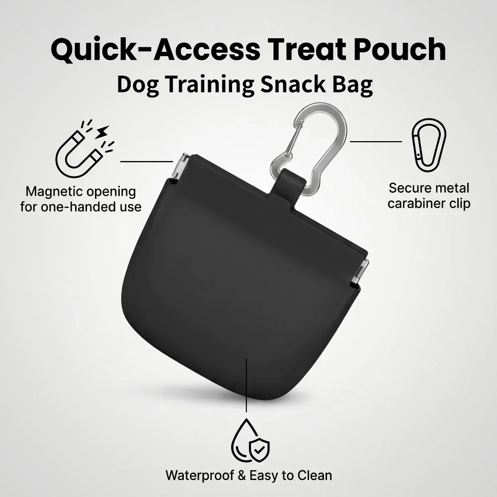 Wasserdichte Silikon-Hundeleckerli-Tasche, Tragbare Leckerli-Beutel für Hundetraining und Spaziergänge, Haustierzubehör – Detail 1