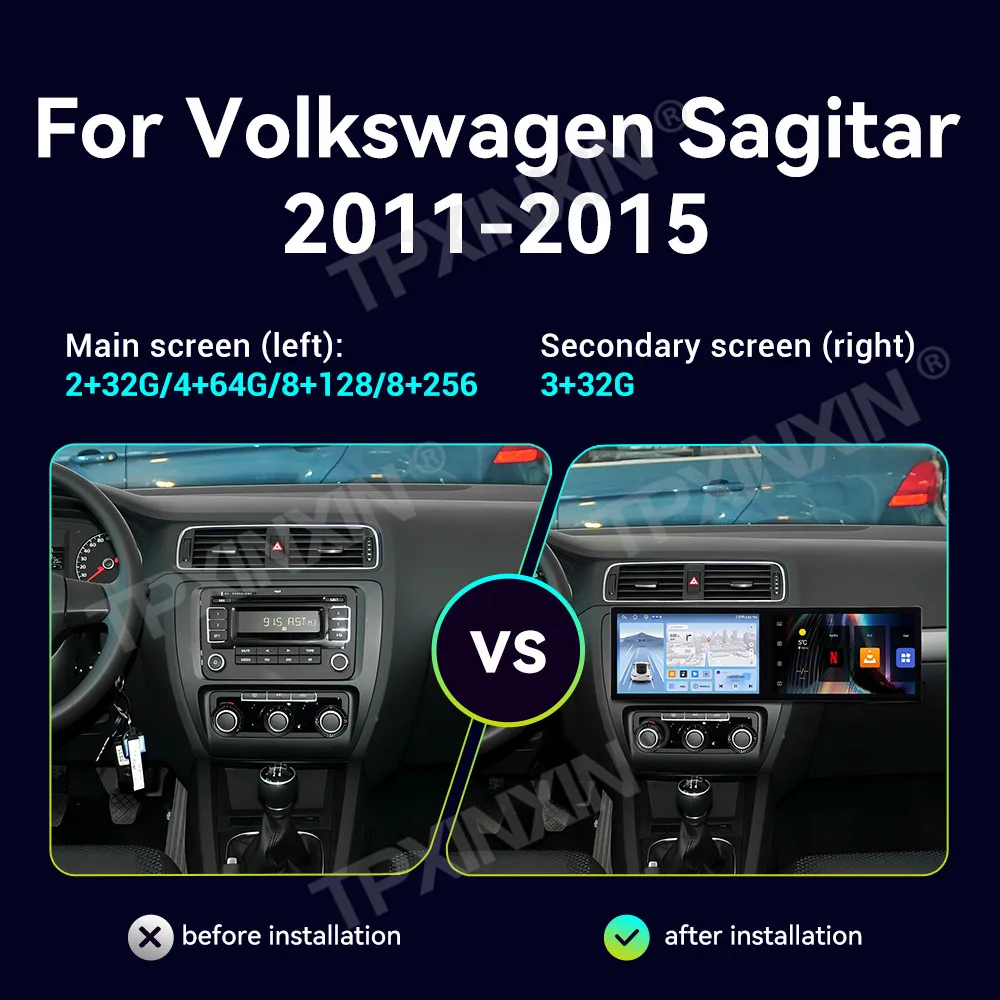 راديو السيارة بشاشة تعمل باللمس لسيارة فولكس فاجن ساجيتار 2011-2015 أندرويد نظام تحديد المواقع للسيارات الوسائط المتعددة راديو تلقائي وحدة استقبال ستيريو