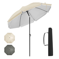 WOLTU Beach Umbrella UV-Resistant Waterproof Round Parasol Height-Adjustable Outdoor Umbrella Sun Protection for Garden Patio