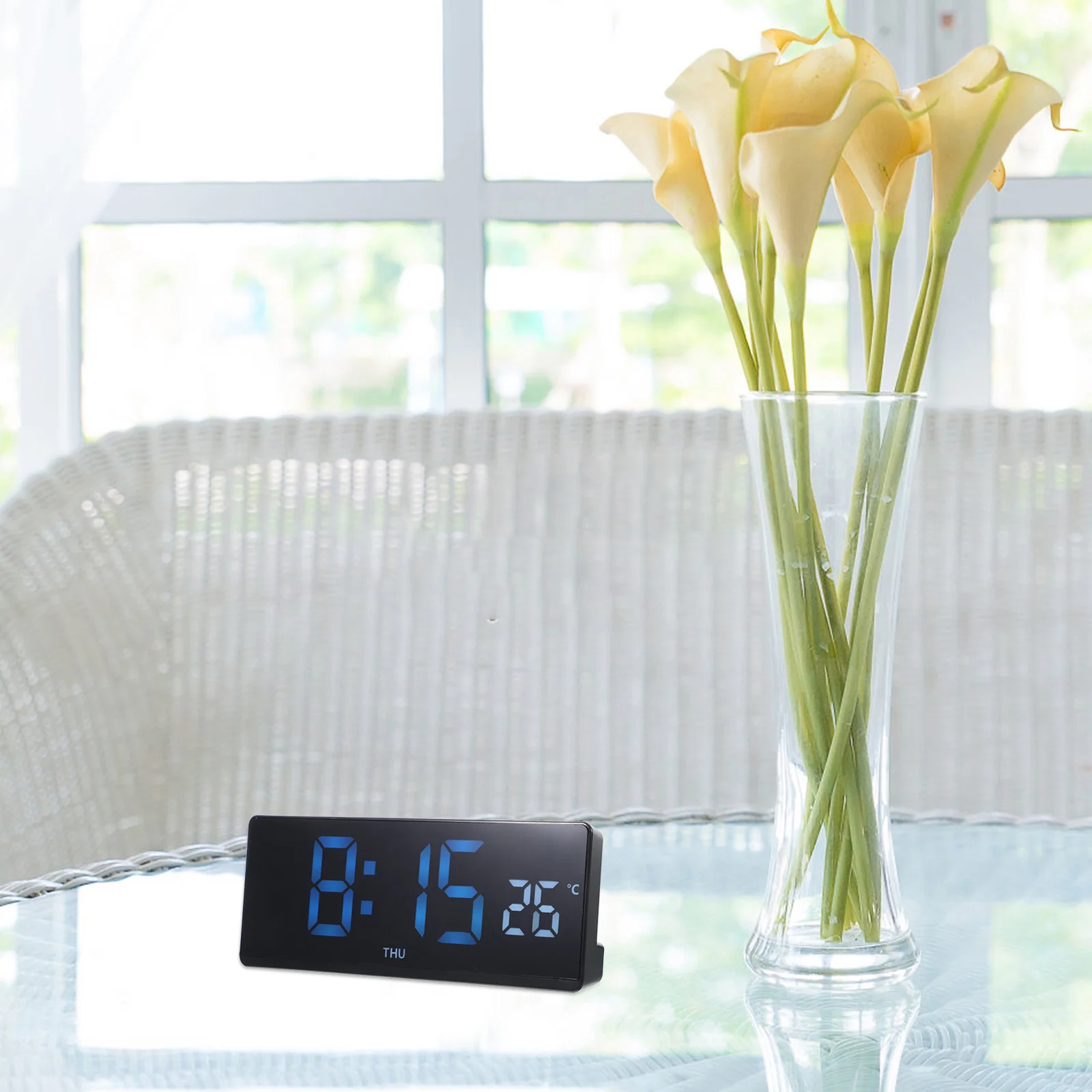 

LED Digital Clock Thermometer Hygrometer Countdown Alarm Clock Stable Stand Adjustable Brightness for Bedroom Digital Hygrometer