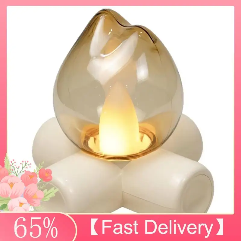 ~A61Z Rechargeable Retro Flame Lamp Table Lamp For Bedroom Sleep-Friendly Atmosphere Light