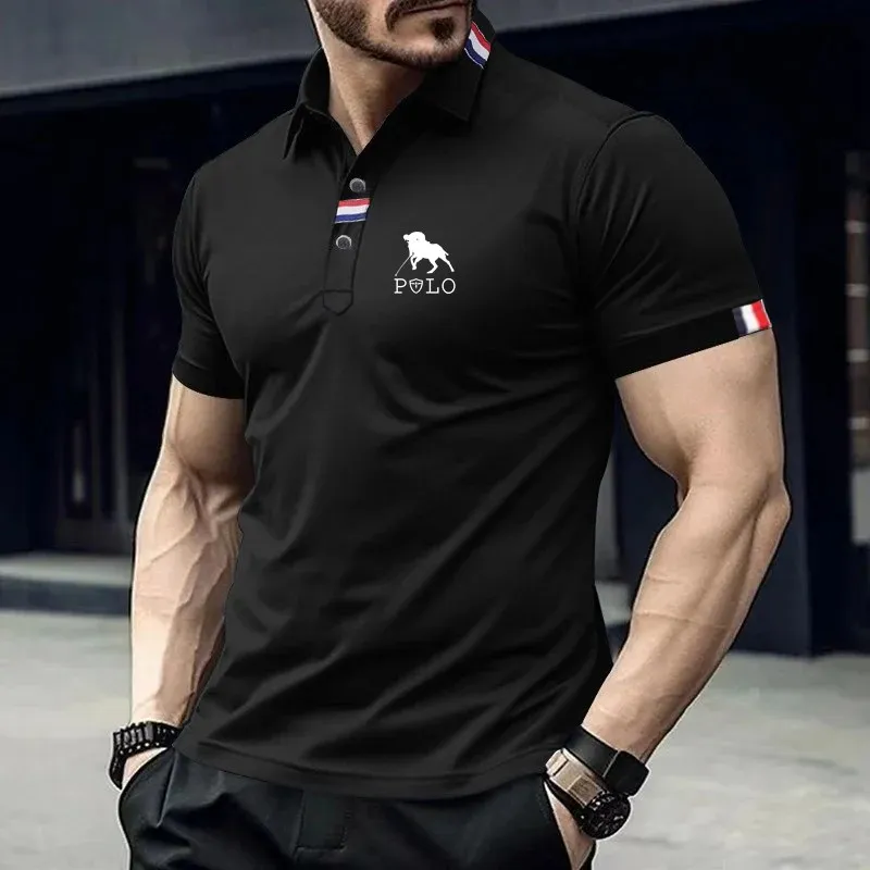 2025 Spring New Men's Short sleeved Casual Polo Shirt Printed Short sleeved Shirt