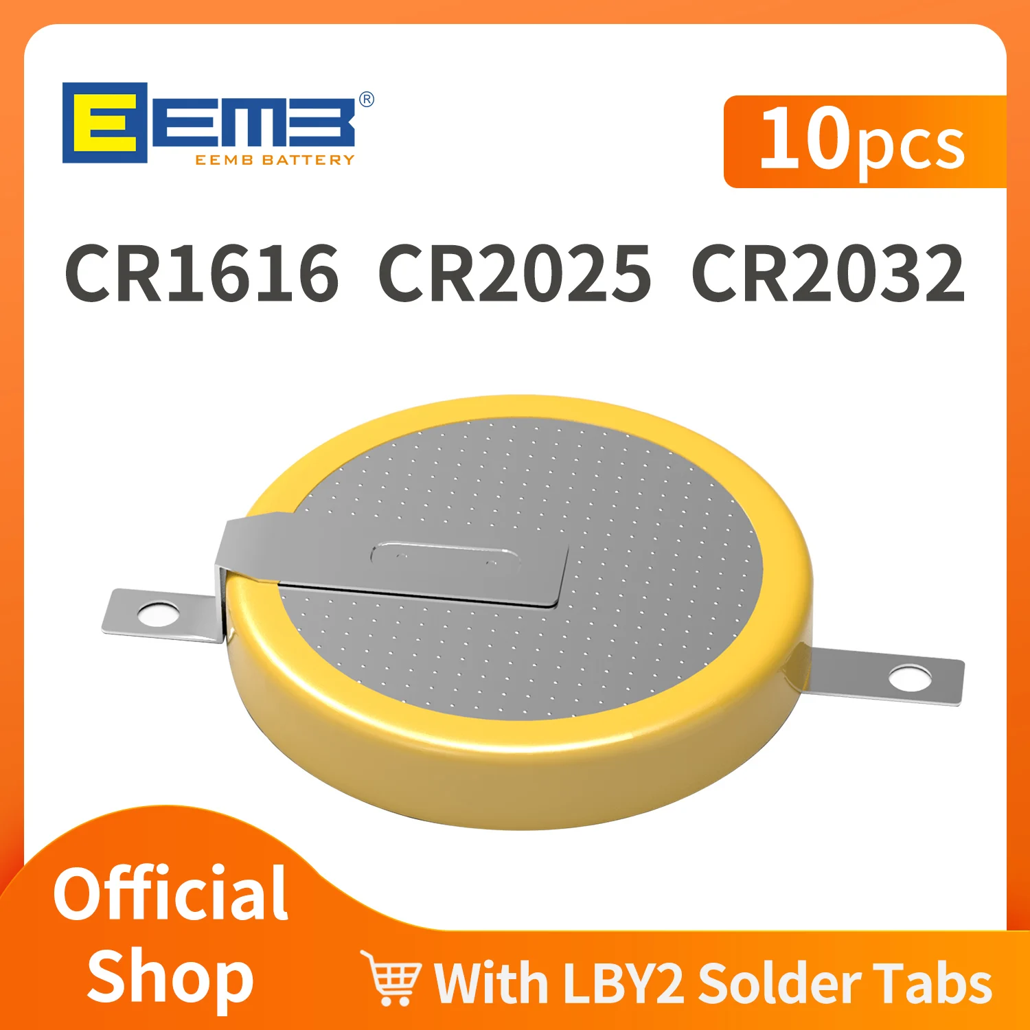 10PCS CR1616 Button Cell with LBY2 Solder Tabs for Game Box, Laptop,Tabbed Battery CR2032 CR2025 Coin Cell Replacement for RTC