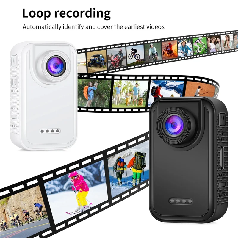 CJSD-Mini cámara de pulgar 2K con montaje en motocicleta con pantalla HD de 1,47 ", para grabadora de vídeo de viaje en bicicleta deportiva al aire libre, color blanco