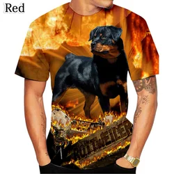 Newest Fashion Personality Design Cute Pet Dog Rottweiler 3D Printed T-Shirt Funny Stylish Mens and Womens