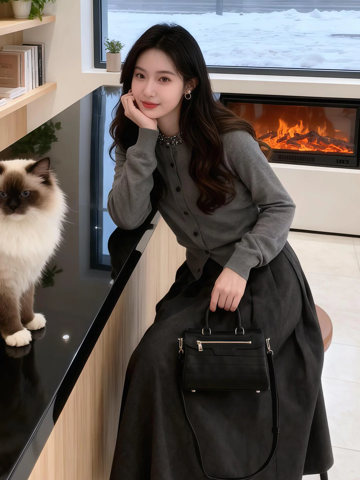   Thiened Long Sve round Ne Knitwear Cardigan Maglione da donna invernale Faion Commute Sle Camere delicato sulla pelle