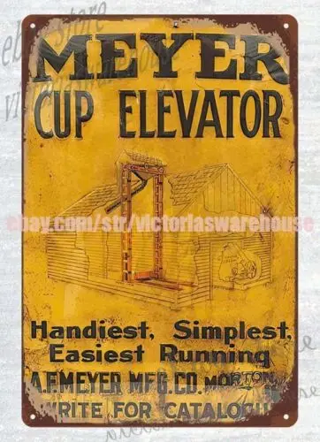 Meyer Cup Elevator metal tin sign Cottage Farm wall art