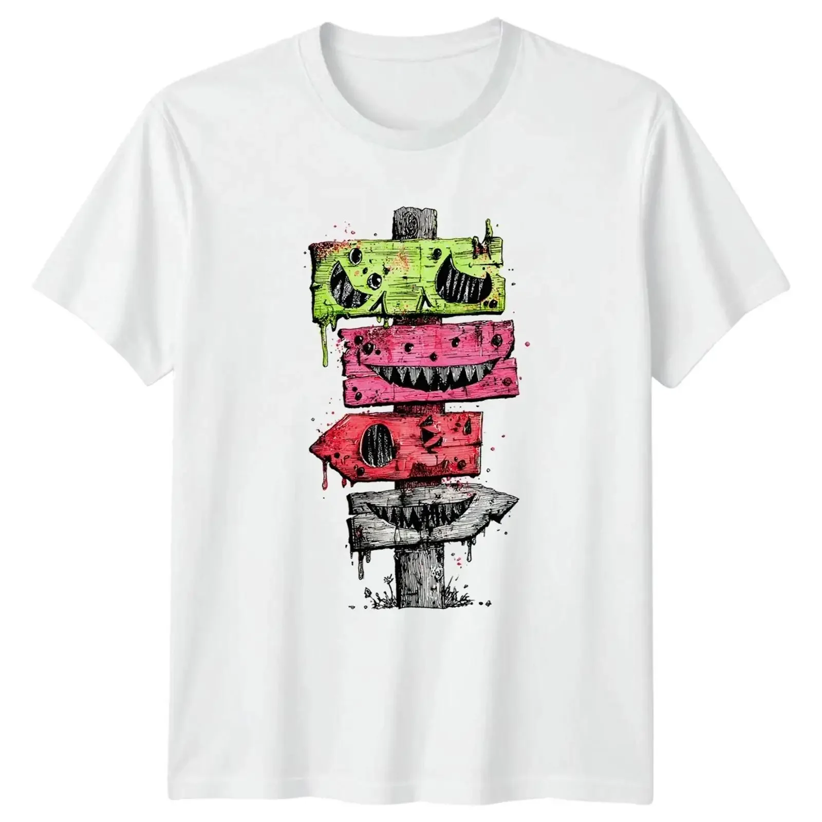 Spooky Creatures Monster Signpost Monsters Herren T Shirt Damen Grafik  vintage Washed streetwear graphic Breathable fashion