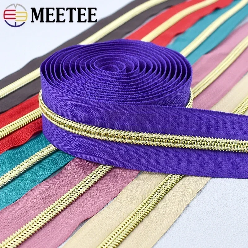 2-20M Meetee 5# Sewing Zippers Nylon Zipper Closure Coil Bag Jacket Zip Tape By The Meter Garment Zips Repair Kit Accessories