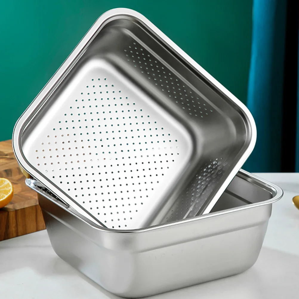 

Stainless Steel Colander Thickened Heavy Duty Vegetable Washing Basket Rice Drainer Mesh Strainer Kitchen Basin