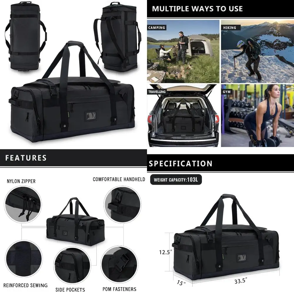 حقيبة القماش الخشن العسكرية شديدة التحمل - حقيبة ظهر للسفر قابلة للطي للرجال والنساء، حقيبة رياضية تكتيكية ذات سعة إضافية #1