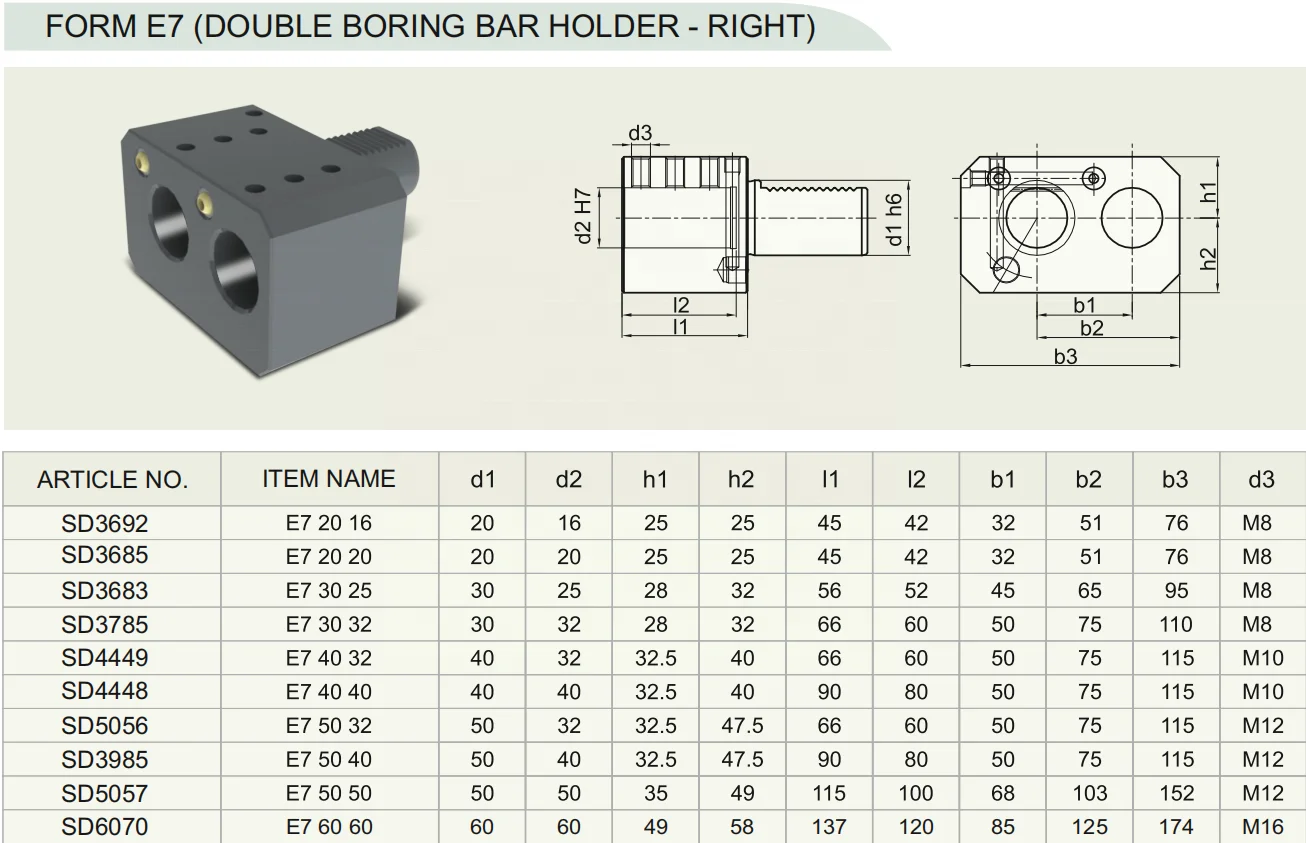 VDI Magnetic Alloy Steel Holder Strip DIN 69880 Form E7 Double Boring Bar Holder Right Stainless Steel Mini Lathe Machine