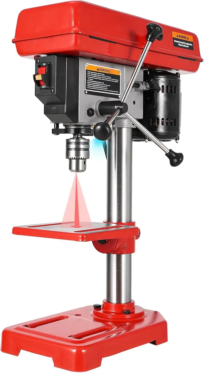 

Benchtop Drill Press Laser Tabletop Drilling Machine Adjustable Speeds Tilting Worktable LED Light Wood Metal