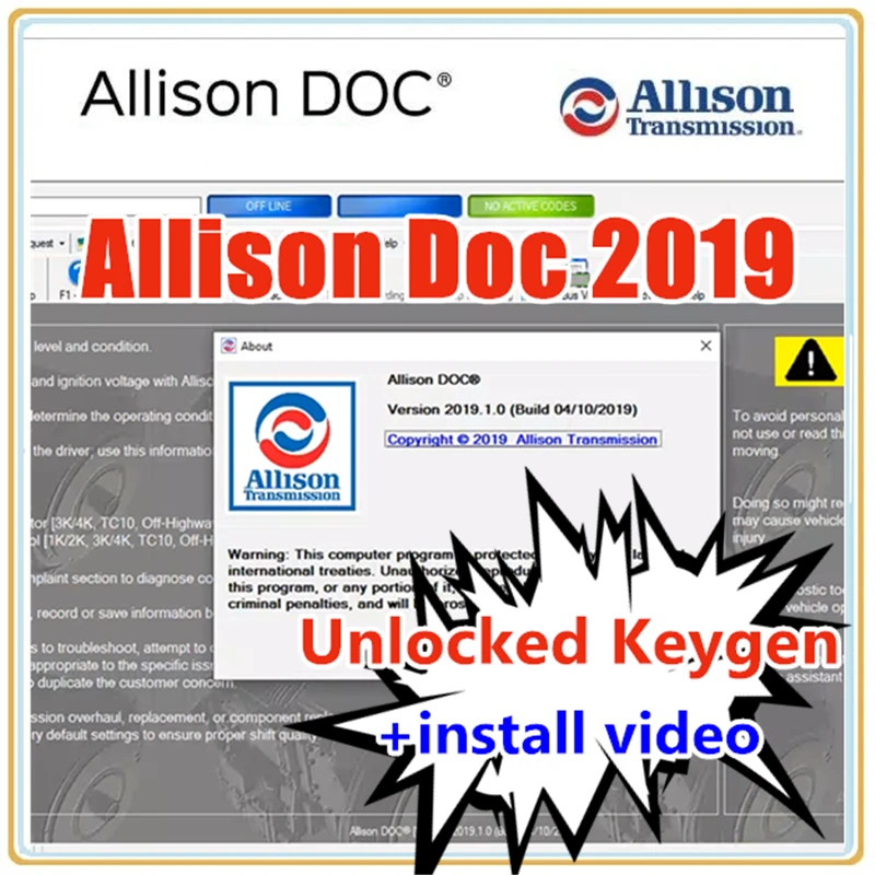 2024 Hot Sell Allison DOC 2019 + keygen + GEN5 File Transmission PC-Service Tool Can Work For NEXIQ Tool