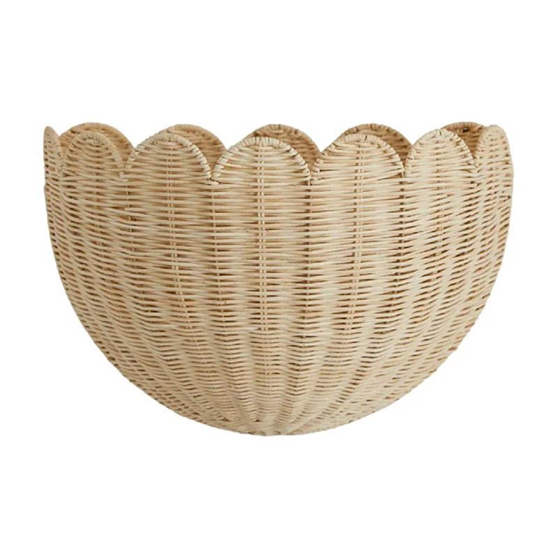 

ABKY-Woven Wall Hanging Basket For Planter Bathroom Towels Balcony Kitchen Imitation Rattan Decorative Magazines Storage
