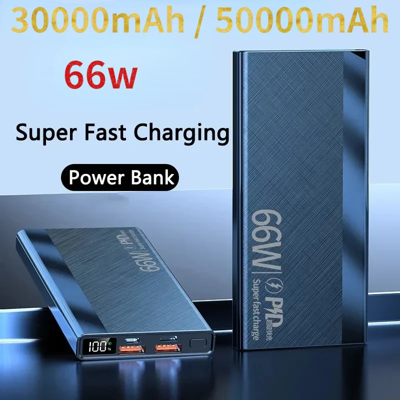 50000mAh Power Bank 66W Fast Charging Digital Display Screen Rechargeable Battery Portable Suitable for iPhone, Huawei, etc