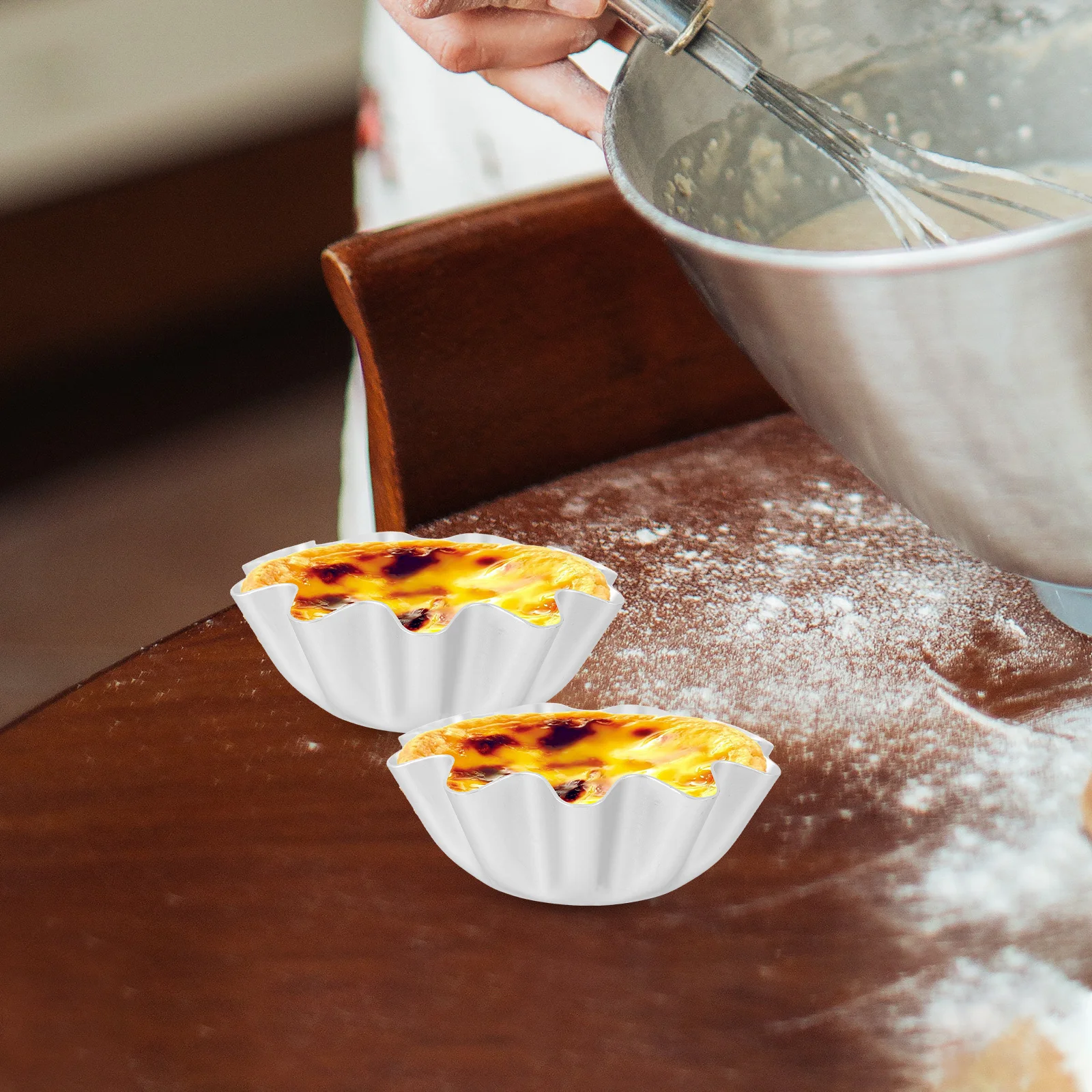 

6Pcs Tart Baking Trays Egg Tart Molds Set Smooth Non Stick Surface for Easy Release Perfect for Home and Commercial Kitchens