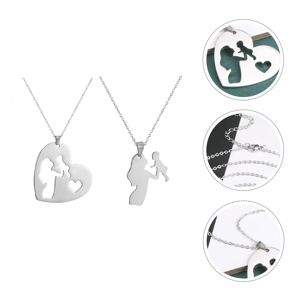 

1Set Stainless Steel Necklace Mother Pendant Creative Design Mother's Day Jewelry Gift Party Festival Gift