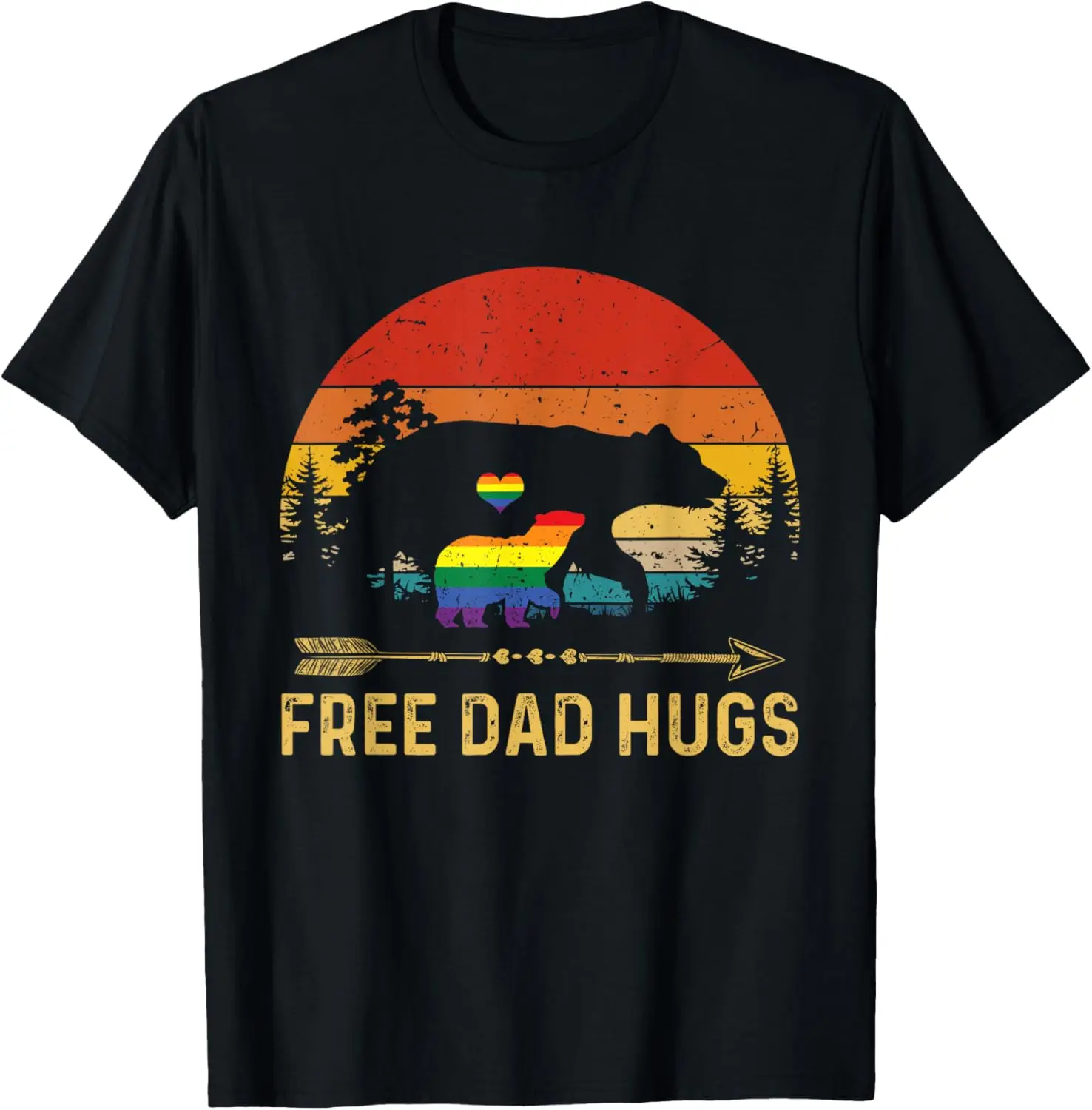 

Free Dad Hugs LGBT Pride Dad Bear Baby Retro T-Shirt Gift T-Shirt
