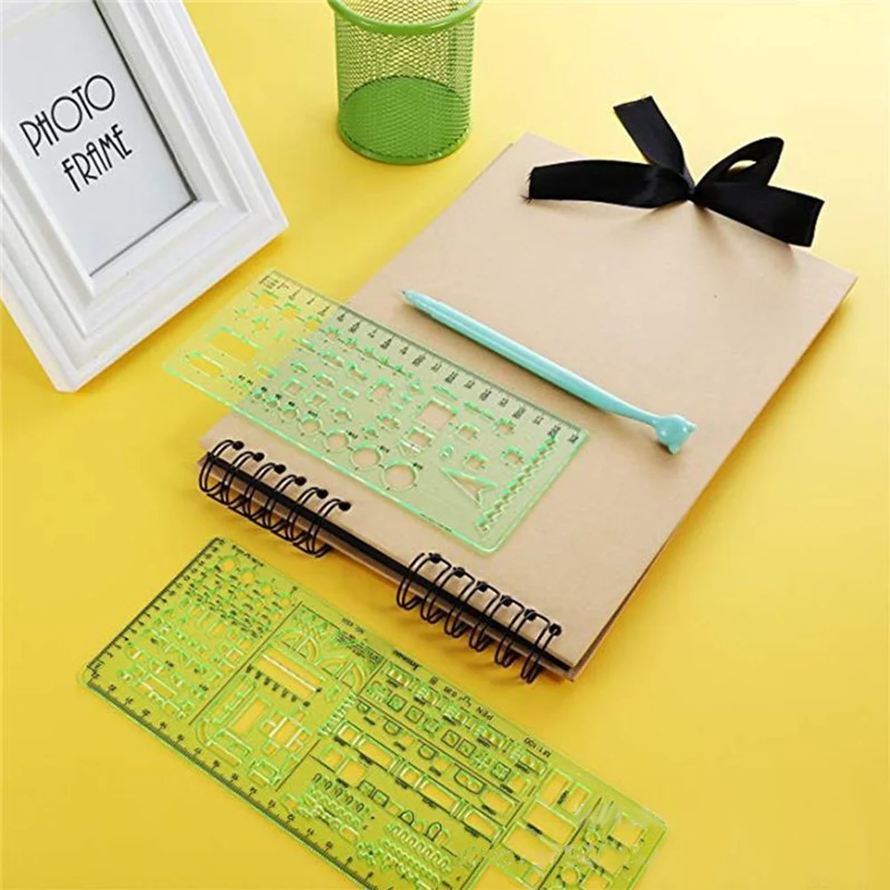 6 Pieces Drawing Templates Building Formwork Geometric Design Office Furniture Drawing Measuring Template Ruler