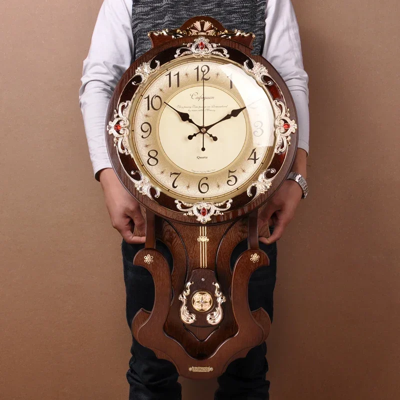 

Nordic Large Wall Clock Wood Vintage Silent Pendulum Clocks Wall Home Decor Watches Shabby Chic Living Room Decoration Gift Idea