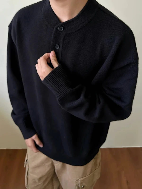 

Классический вязаный свитер с воротником Генри, осень-зима, повседневный универсальный цветной трикотаж, модный Ci Walk