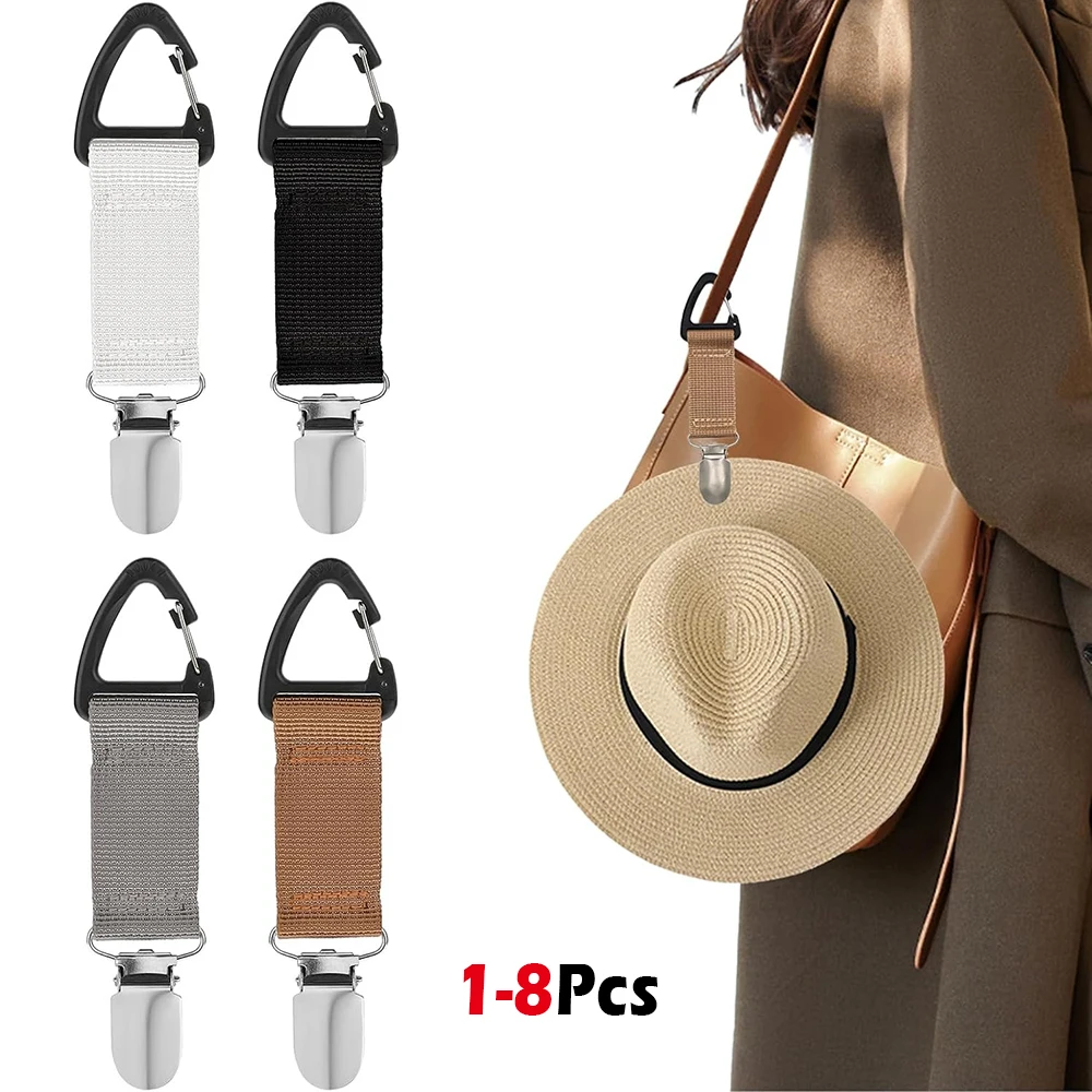 1-8Pcs Elastic Hat Clip, Hat Holder, Hands Free Bag for Women Outdoor Travel Hat Clip, Sunhat, Luggage, Bag, Backpack, Purse