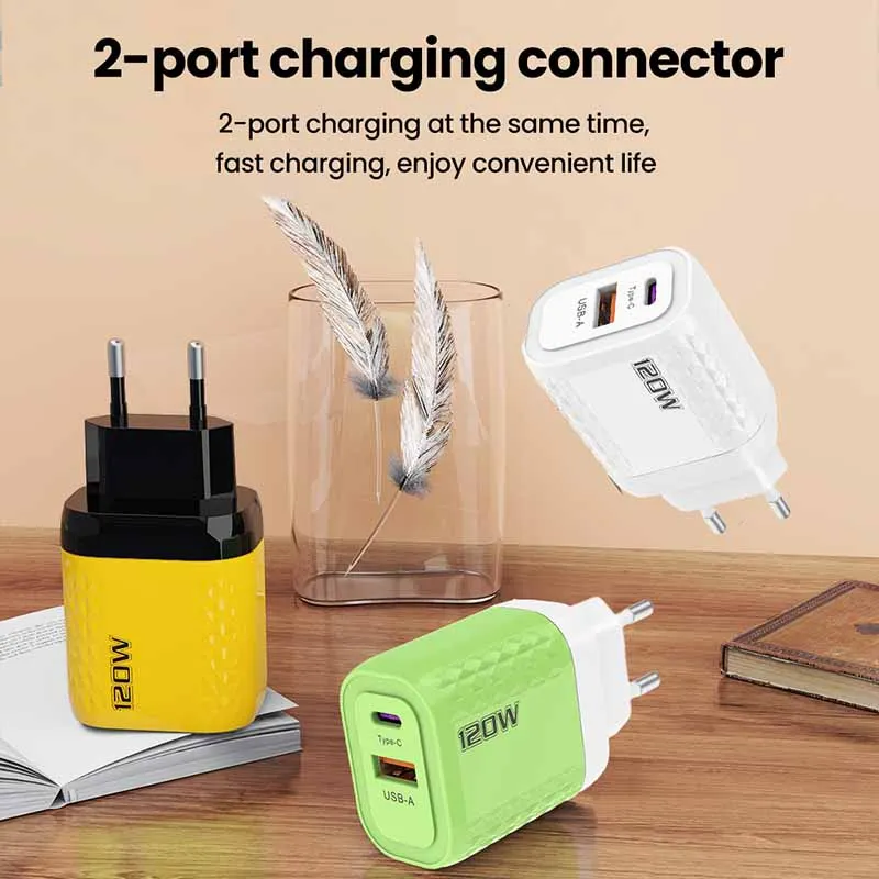 Caricabatterie USB C PD da 120W QC 3.0 caricabatterie USB di tipo C a ricarica rapida per Samsung Xiaomi Poco Huawei adattatore per caricabatterie