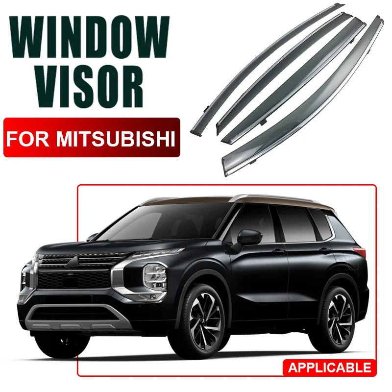 4pcs PC For Mitsubishi ECLIPSE CROSS PAJERO Sport OUTLANDER ASX EV L200 2011-2025 Car Window Visor Waterproof Auto Accessories