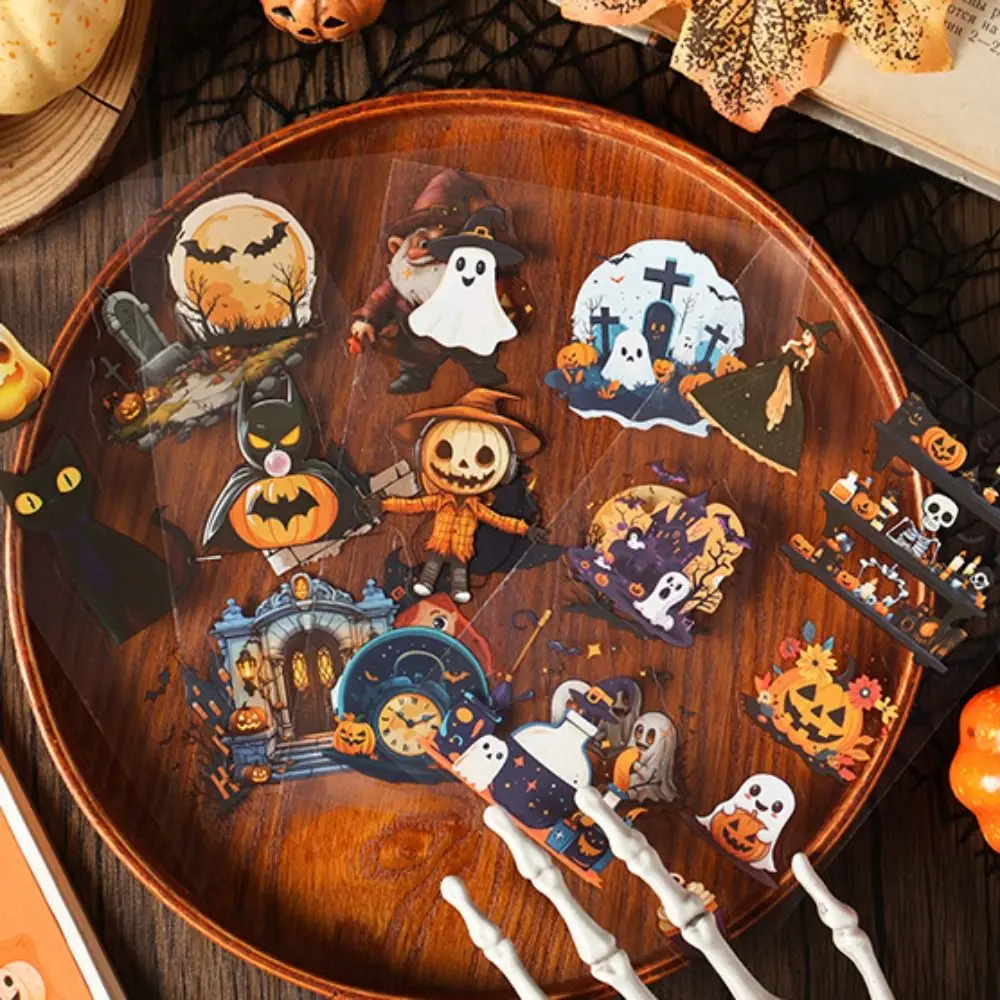 20Pcs/Pack Pumpkin Skeleton Halloween Stickers Castle Series Ghost Trick or Treat Girls Diary Stickers Spooky Waterproof