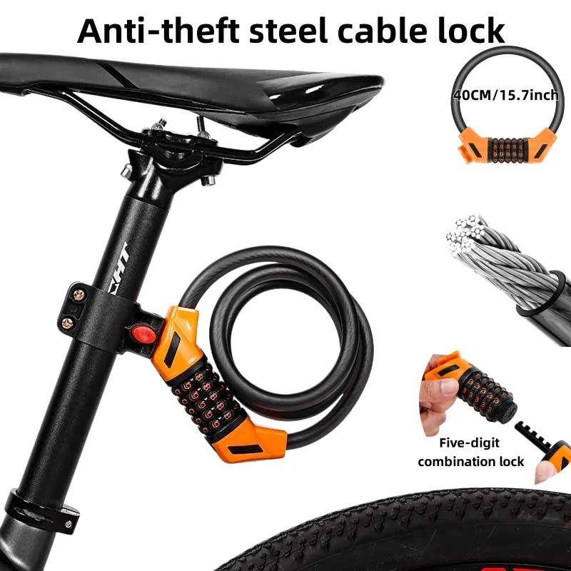 

Bicycle lock for electric scooters, thickened, cut-resistant and pressure-resistant steel cable lock, outdoor cycling accessory,