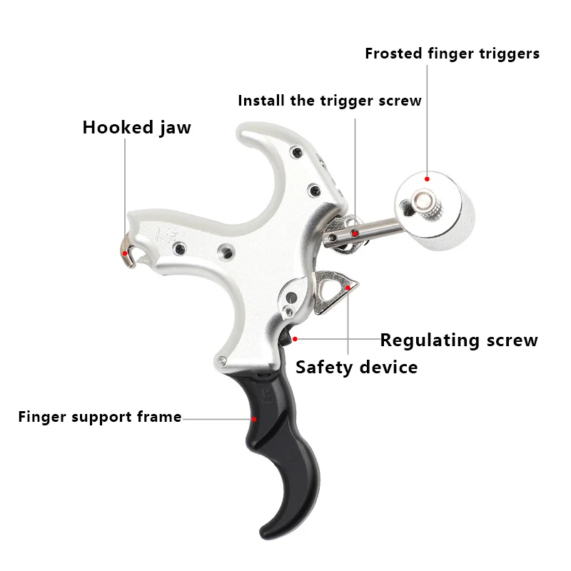 3/4 Finger Compound Bow Release Assist Grip Caliper Thumb Gear Stainless Steel Release Assist Caliper Release Shooting Tool