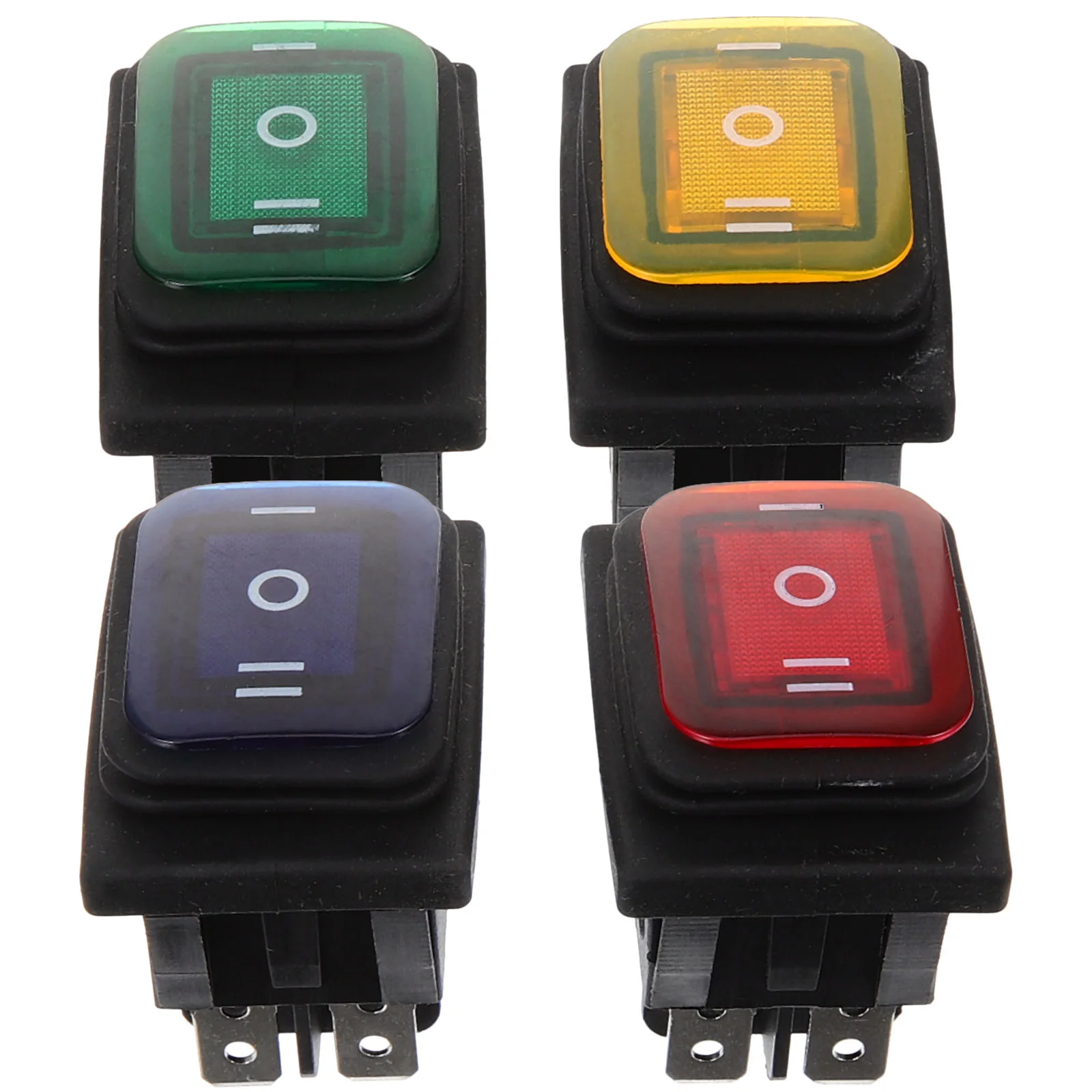 4 Pcs Rocker Toggle Switch 6 Pin LED Temperature Resistant Boat Round Blue Light