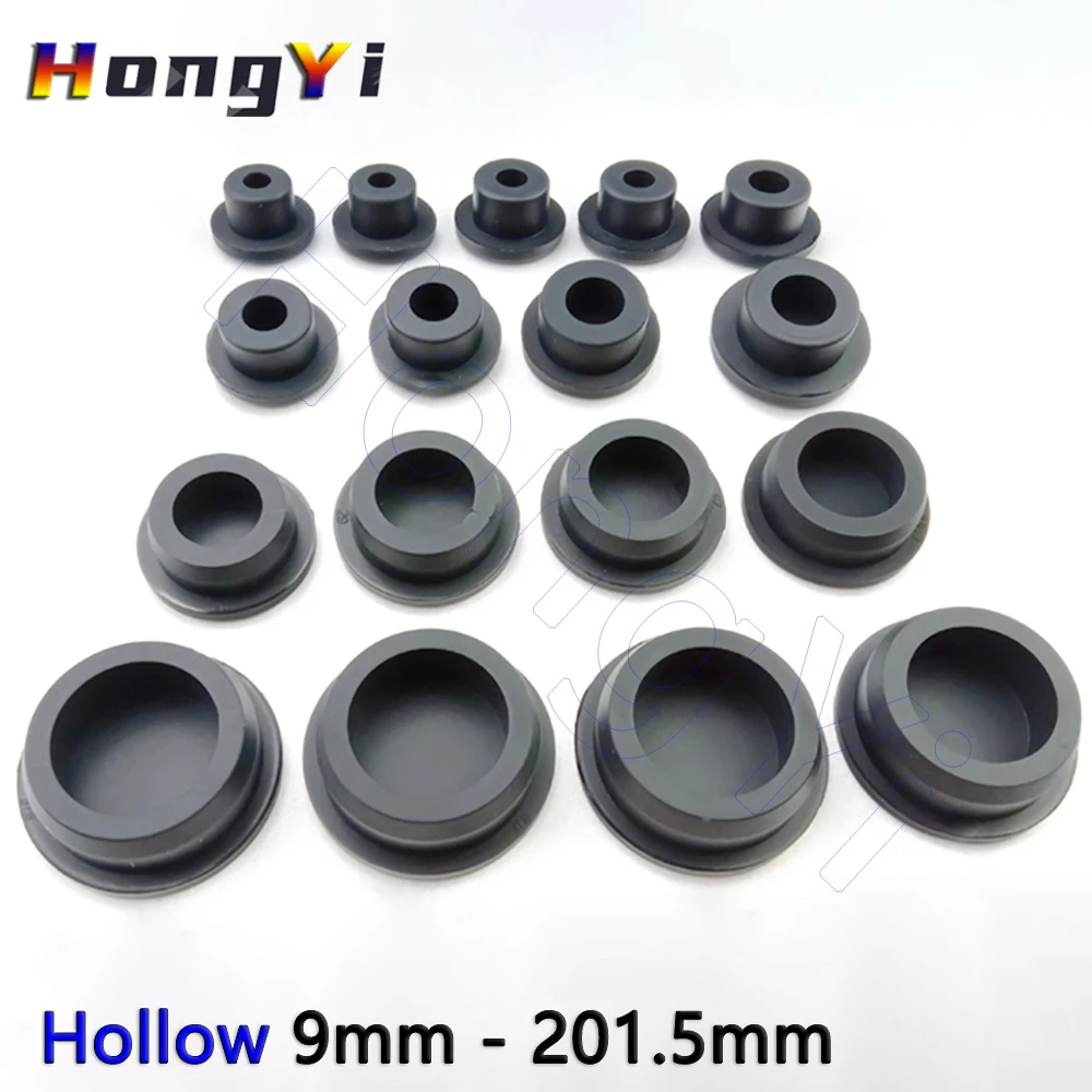 1Pcs 9mm - 201.5mm Black Silicone Rubber Hollow Stopper Plug Sealing Cap Dust Plugs,Inserts Bungs End Cap