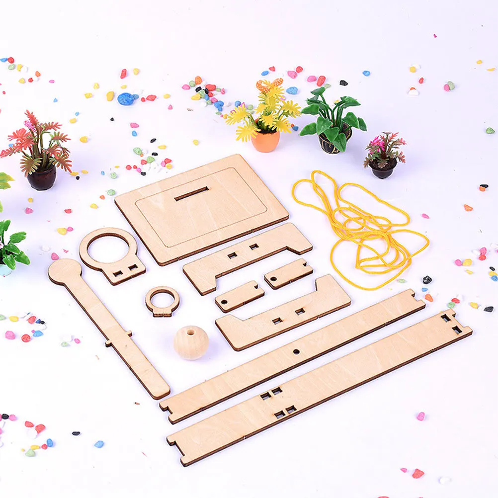 2 pezzi di pallacanestro in legno macchina da tiro stelo fai da te gioco educativo per bambini scienza apprendimento legno scientifico