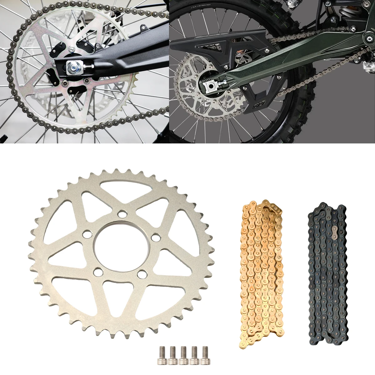 

Electric Motocross Dirt Bike 42T 48T 58T Chainring Sprockets 102-112 Section Ordinary Chain For Surron Light Bee & Light Bee X S