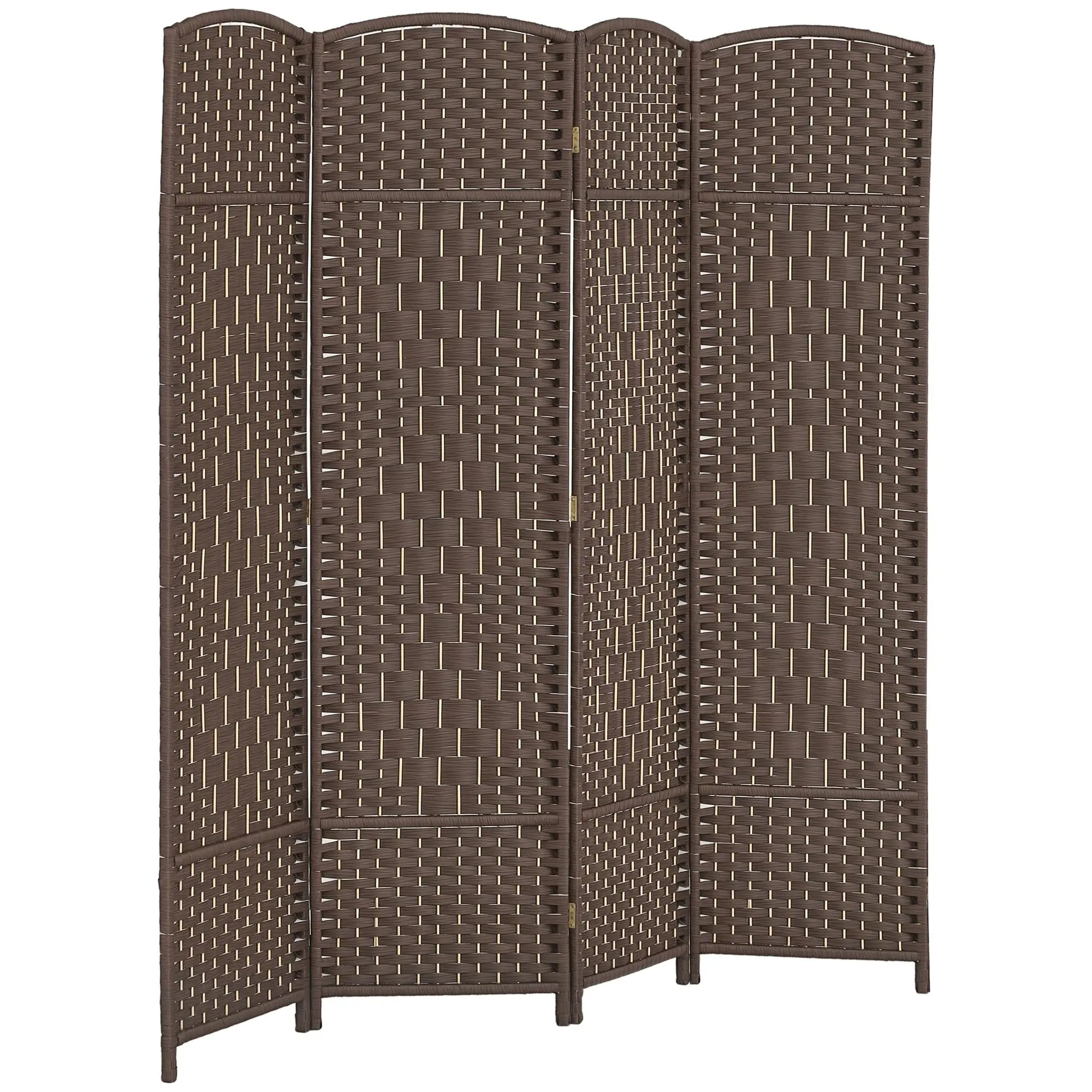 4 Panel Room Divider 6 Ft Privacy Screen Hand-Woven Brown