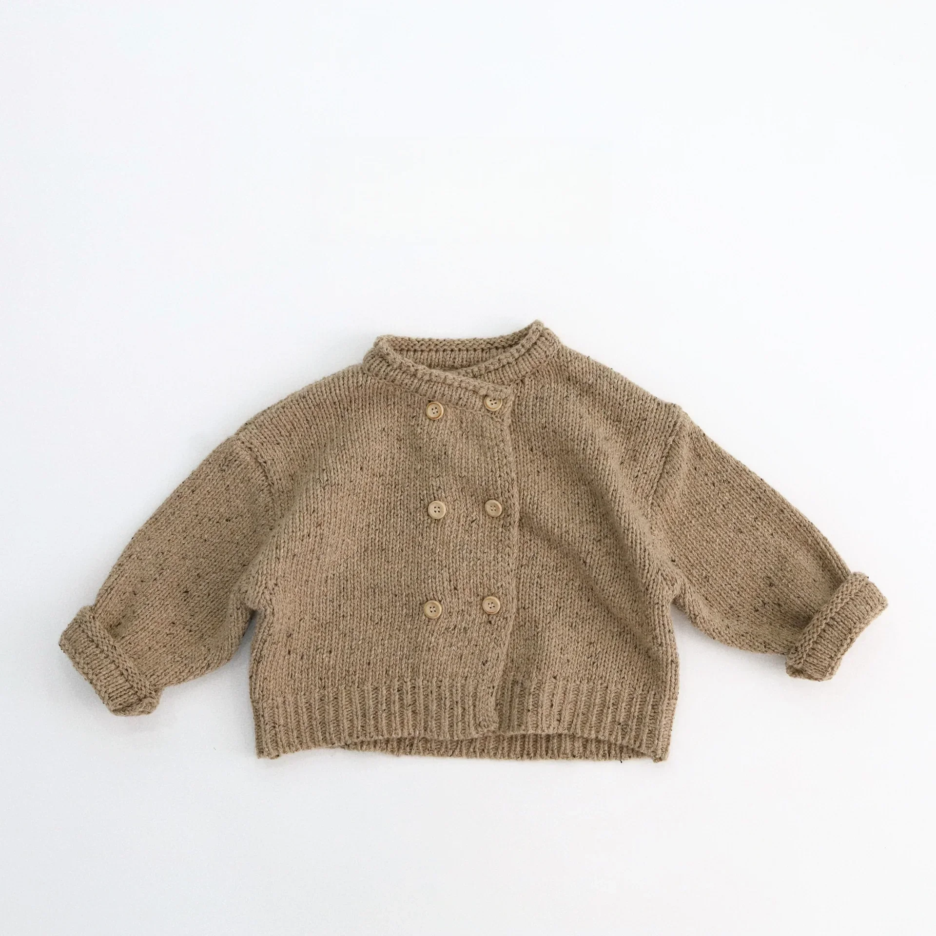

Korean Children's Clothes 2025 Autumn Winter New Loose Kids Knitted Cardigan Double Breasted Solid Color Sweater Coat