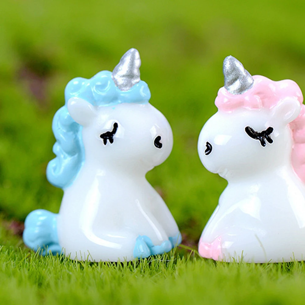 

Figurine Unicorn Ornaments Little Figurines -blue Resin Miniature Unicorns