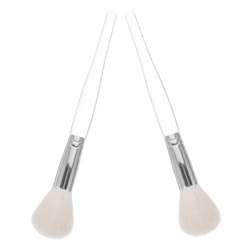 2Pcs Blush Makeup Brushes Powder Brush Highlighter Nose Shadow Brush Set Lightweight Small Size Easy Carry for Women