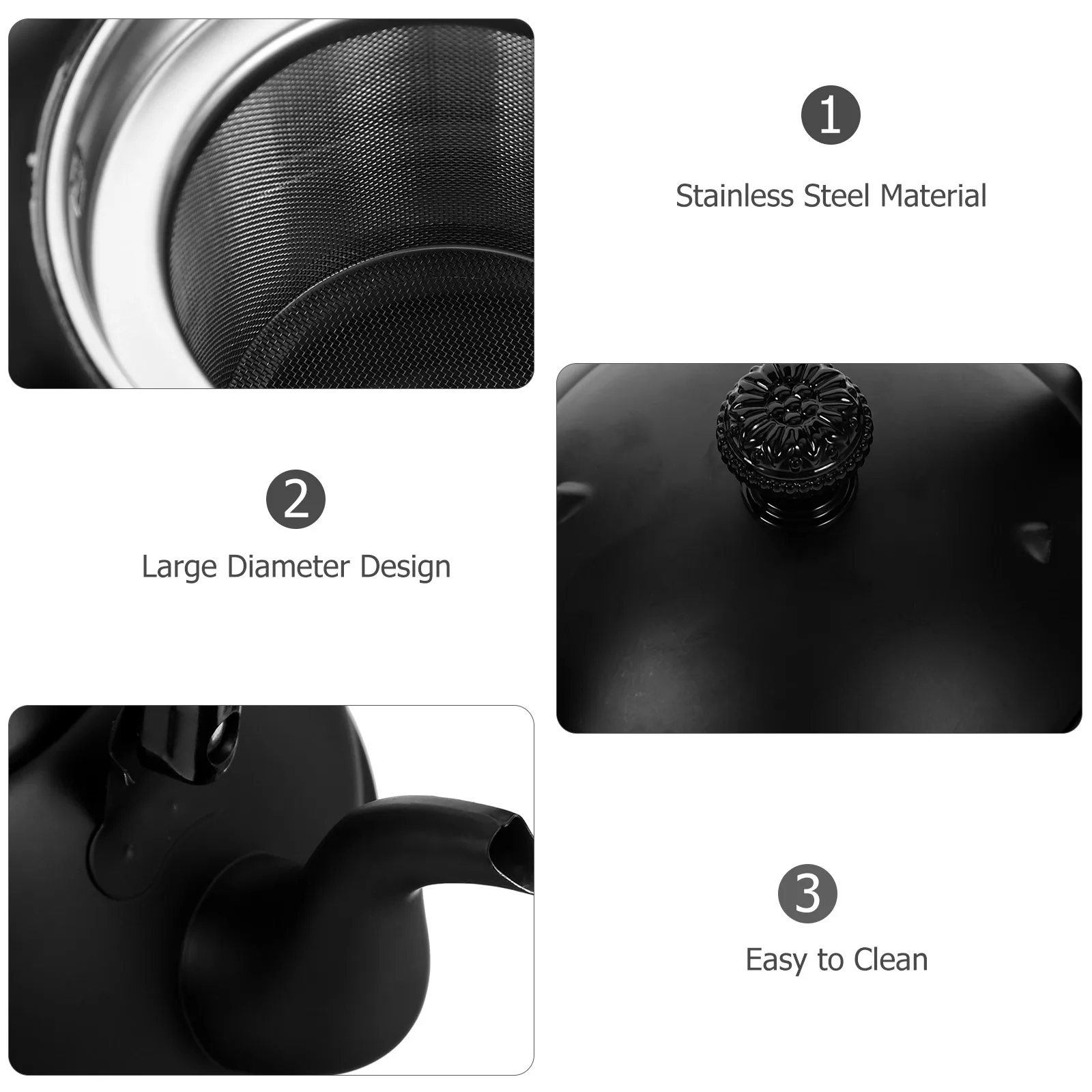 

1pc Stainless Steel Teapot Large Capacity Vintage Style Ergonomic Handle Easy Clean Tea Kettle For Kitchen Home Camping