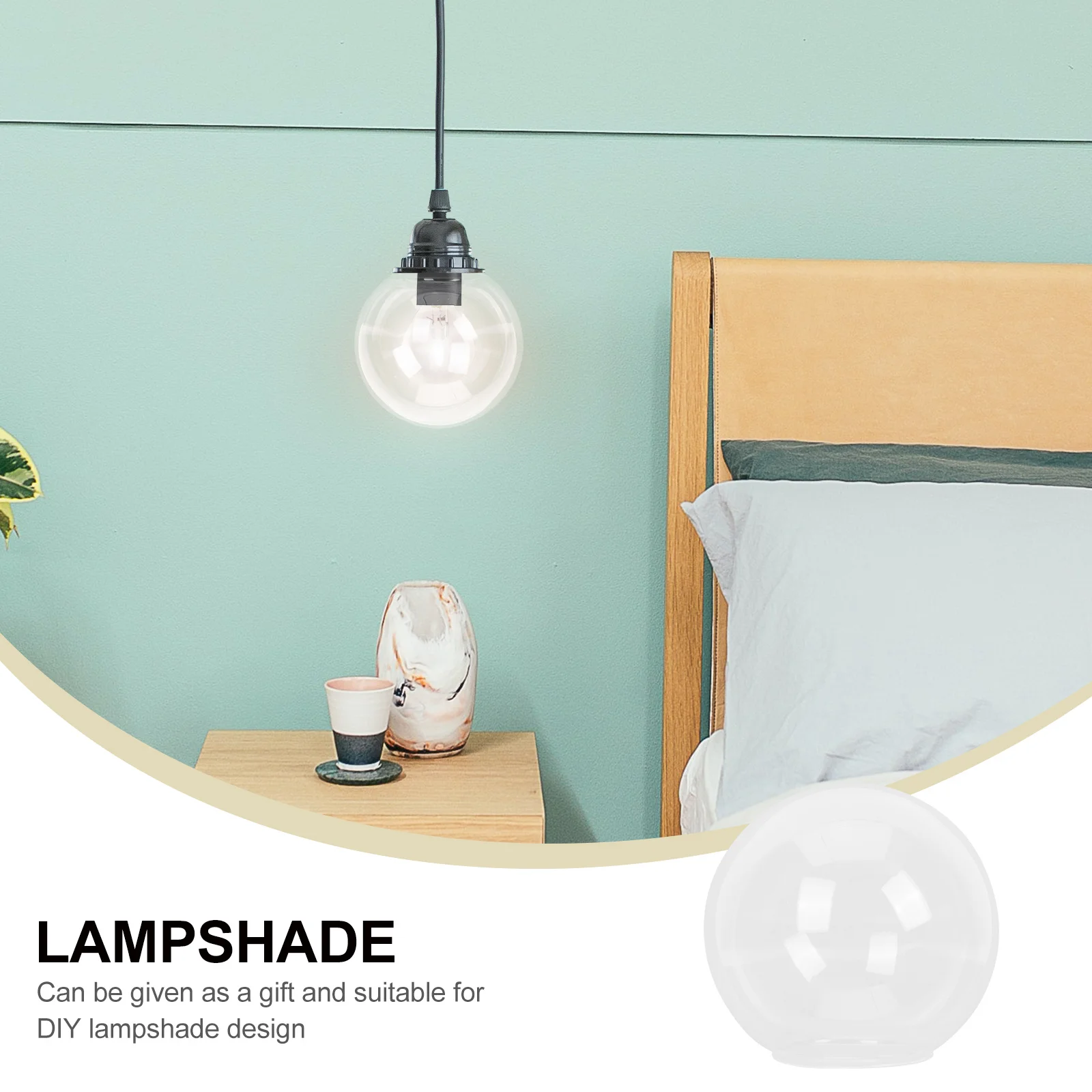 

Glass Lamp Shade Round European Style Hanging Lamp Cover Soft Light Protection Simple Style Ball Shaped Lampshade Home Decor
