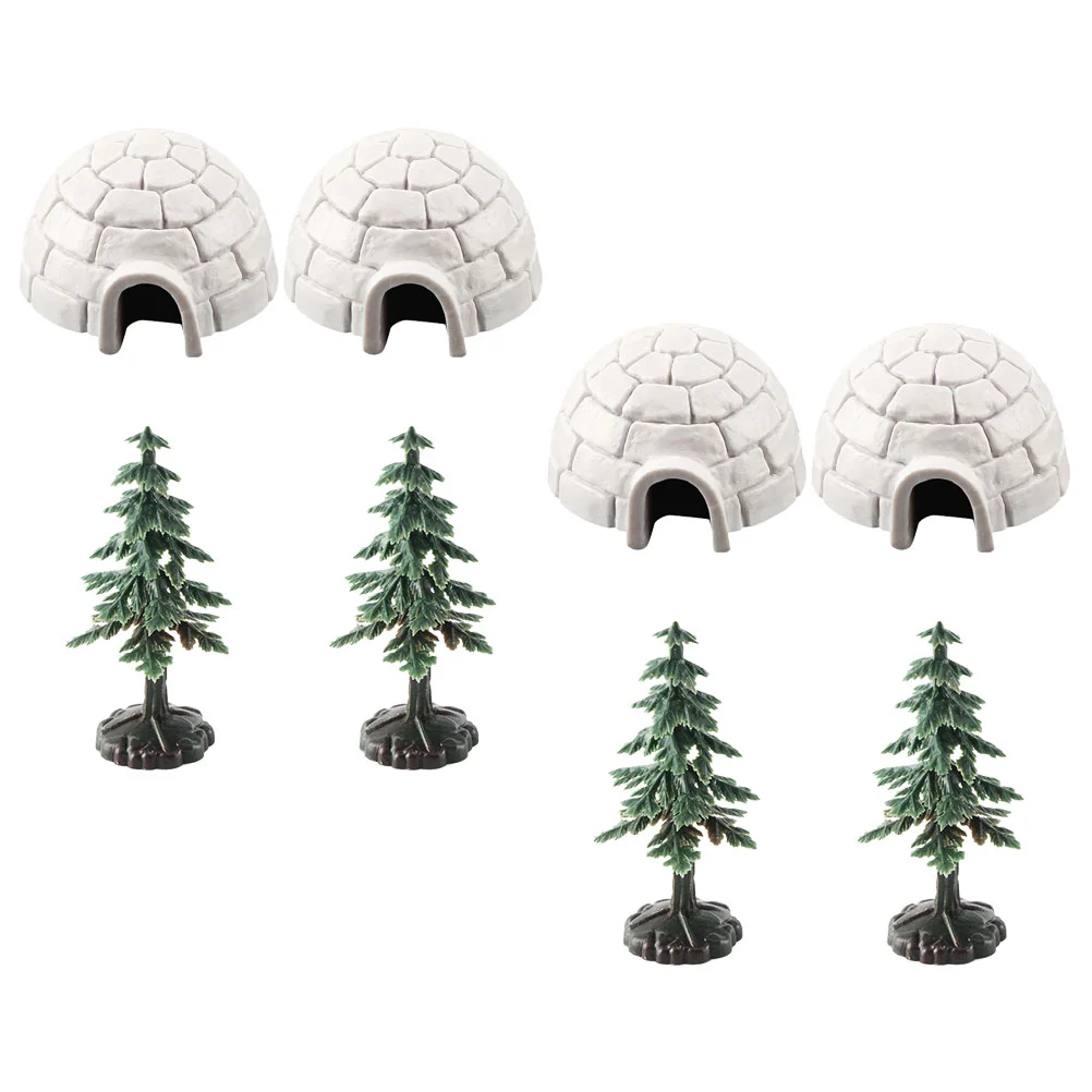 Igloo Model Mini Christmas Tree Decorations Ice House Models Farm Figurines Statue Decorative Fluffy