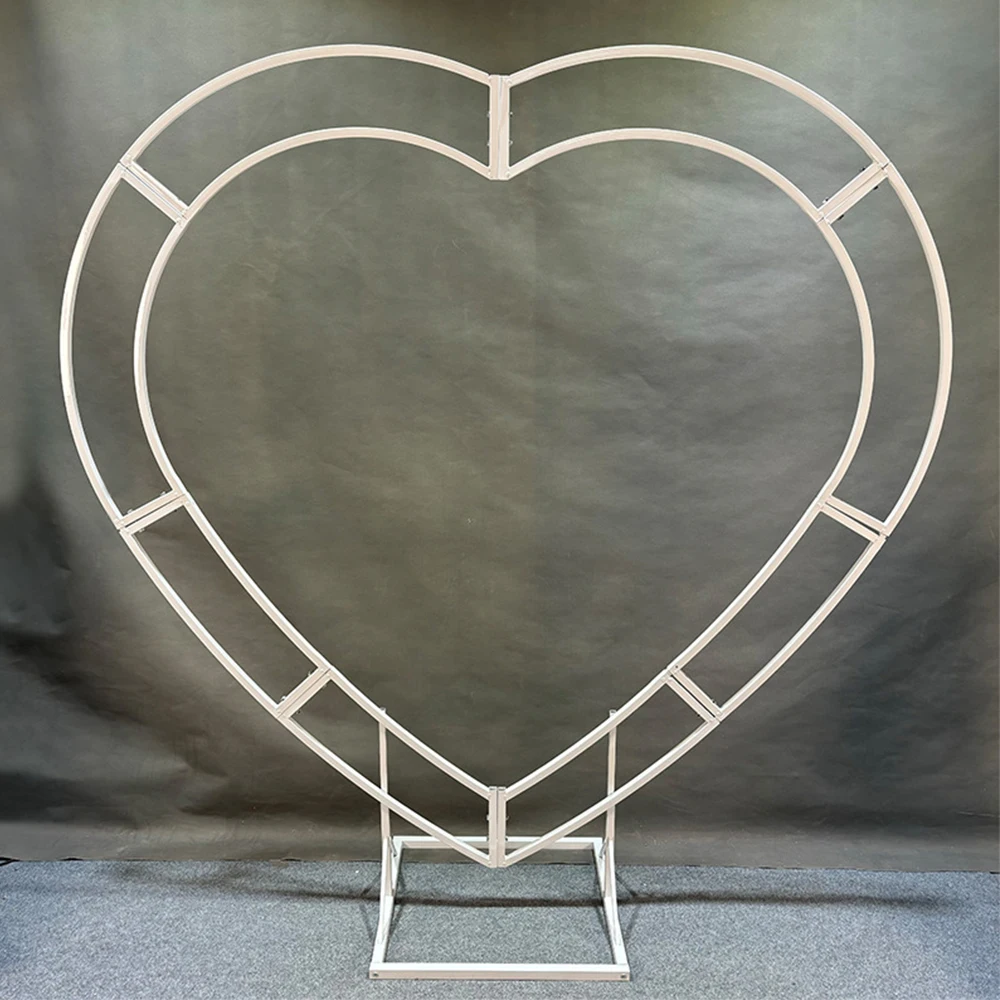 Ensemble d'arc de ballon en métal en forme de coeur, support d'arc de mariage, cadre d'arc de colonne de ballon d'amour, adapté aux fêtes de mariage, etc.