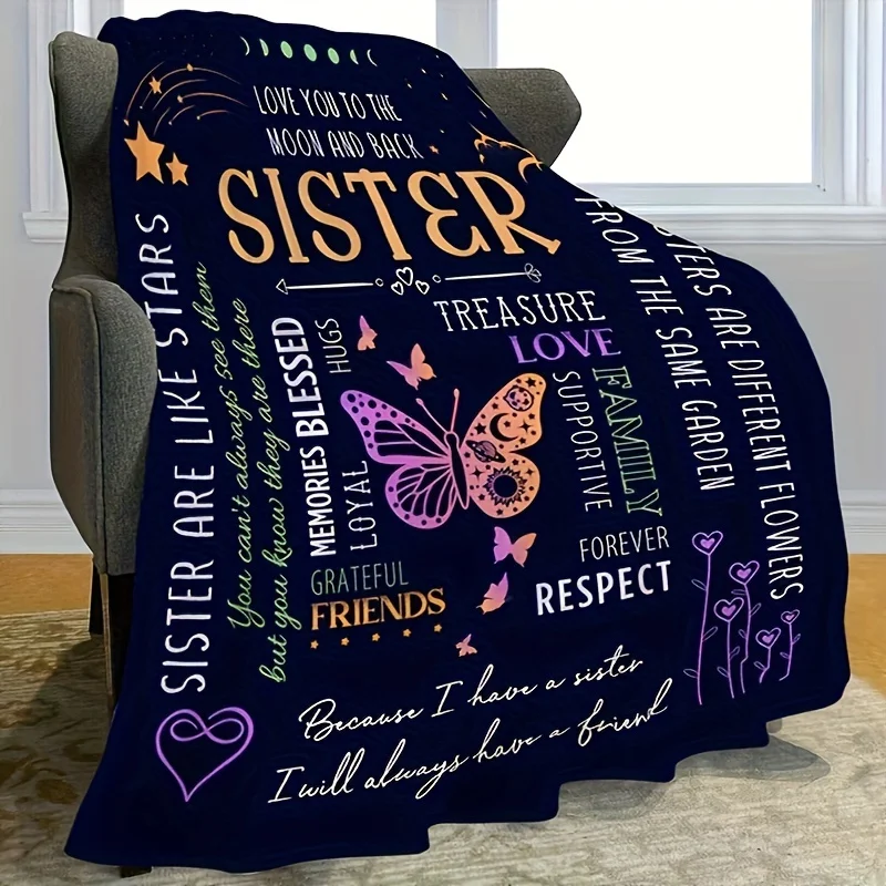

A Letter to Sister Print Flannel Blanket Soft Casual Warm Blanket Multi-purpose Office Throw Blanket Camping Travel Blanket