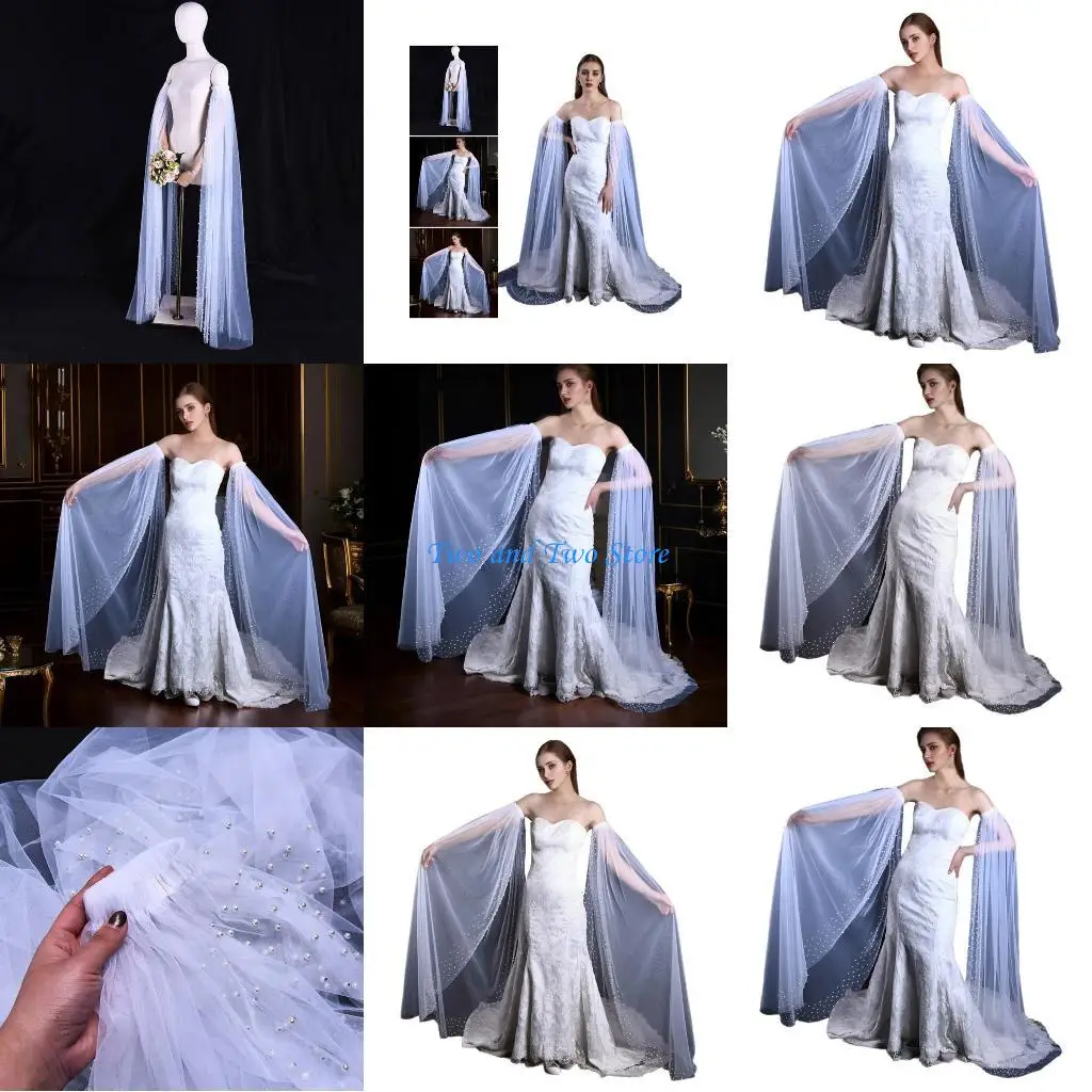 

HX6F Elegant Arm Sleeves for Women Artificial Pearl Shoulder Veil Sleeve for Wedding